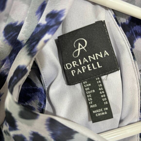 Adrianna Papell Purple Animal Print Midi Halter Tie Dress Womes 14 Wedding Party - Picture 12 of 16